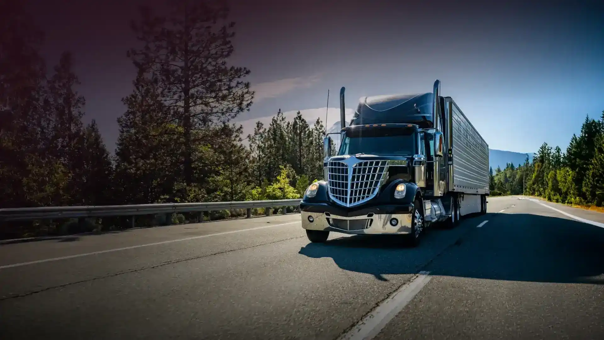 Semi truck driving on the highway